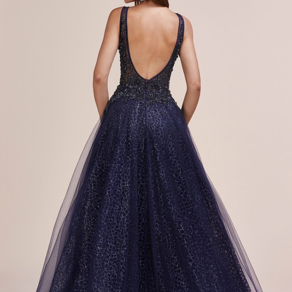Illusion V-Neck A-Line Shape Prom Dress ALA0680 - Picture 3 of 7